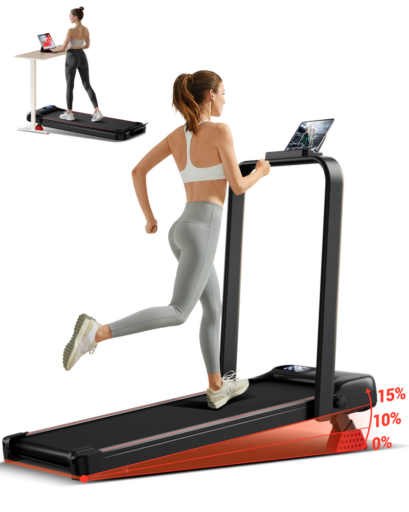 Sammenklappelig 3-i-1 Walking Pad med 10 % / 15 % stigning produktbillede