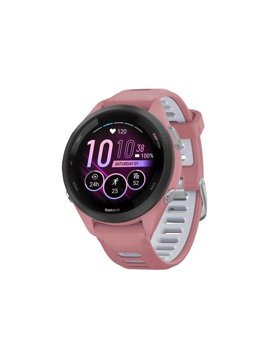 Garmin Forerunner 265S i 42 mm og lys pink med silikonerem