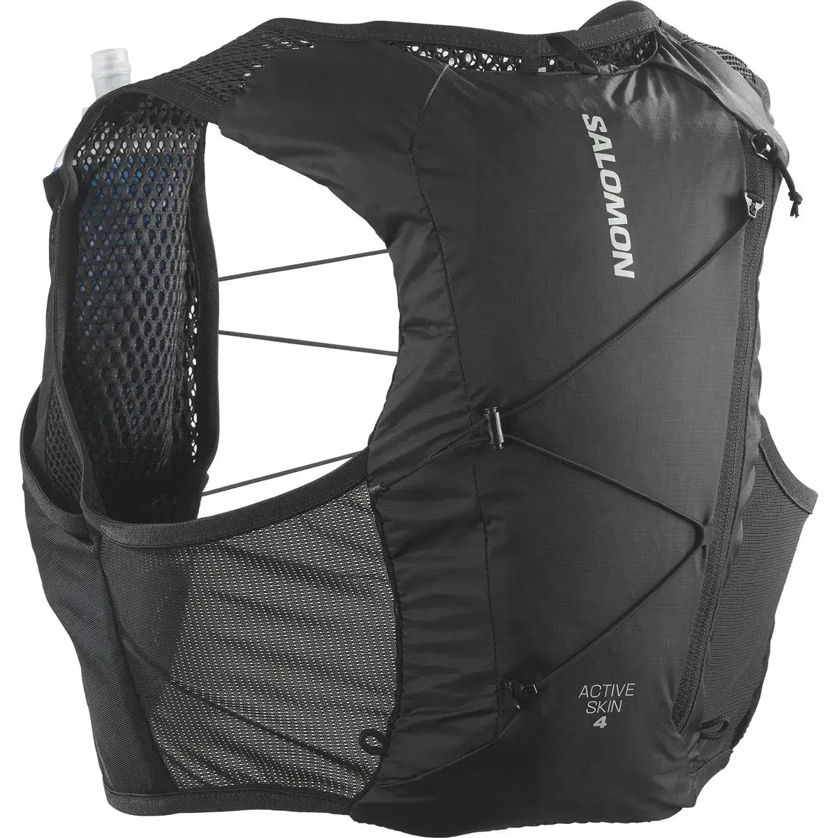 Sort Salomon Active Skin 4 set skråt bagfra med opbevaringsrum og elastiksnøring