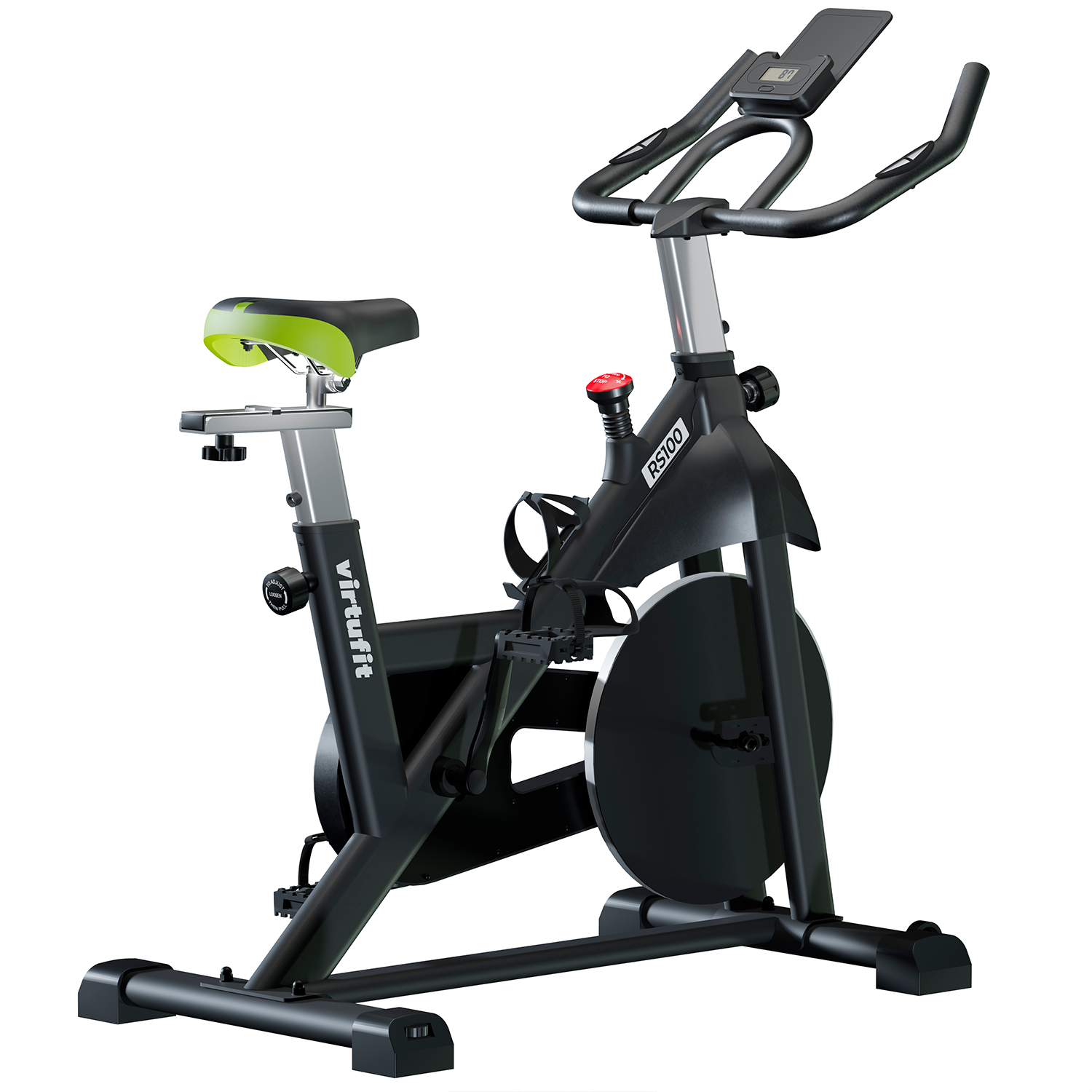 Sort VirtuFit RS100 spinningcykel med justerbar sadel, styr og tabletholder