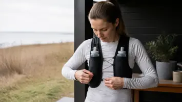 Løbevest med vand og soft flasks til lange løbeture