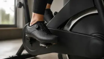 Spinningsko med klamper til at klikke fast på spinningcyklens pedaler